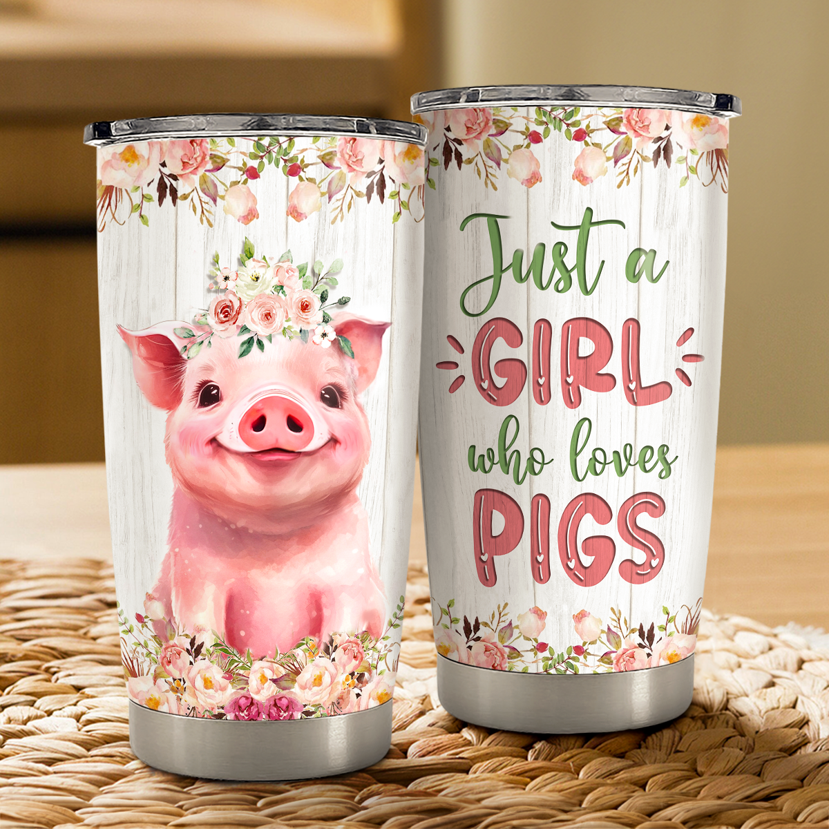 White Pig Stainless Steel Curved Tumbler 20oz