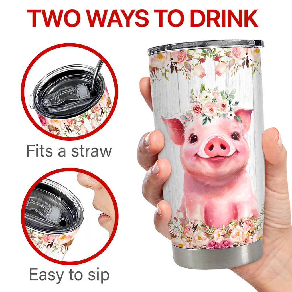 White Pig Stainless Steel Curved Tumbler 20oz