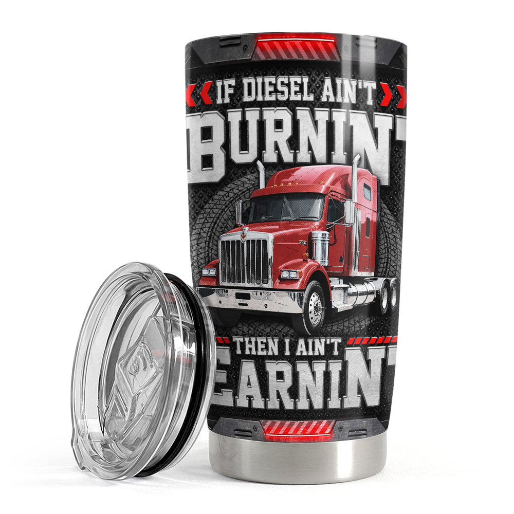 Black Trucker Stainless Steel Curved Tumbler 20oz