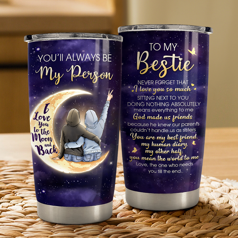 Navy Best Friend Stainless Steel Curved Tumbler 20oz