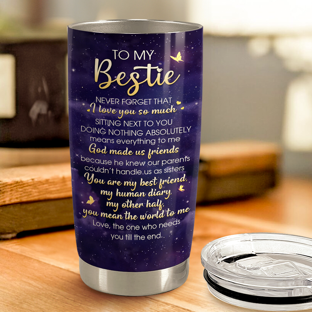 Navy Best Friend Stainless Steel Curved Tumbler 20oz