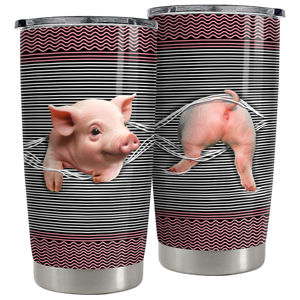 Pink Pig Stainless Steel Curved Tumbler 20oz