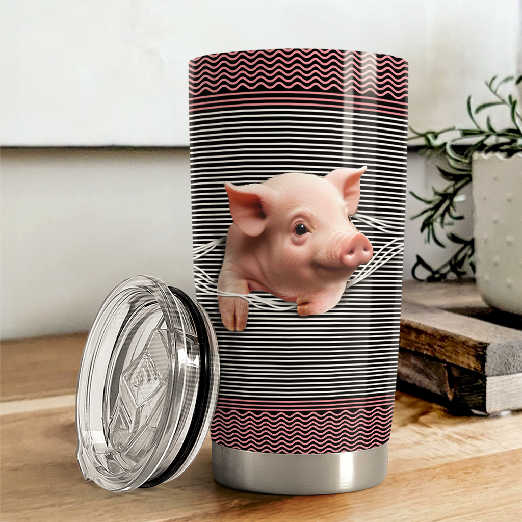 Pink Pig Stainless Steel Curved Tumbler 20oz