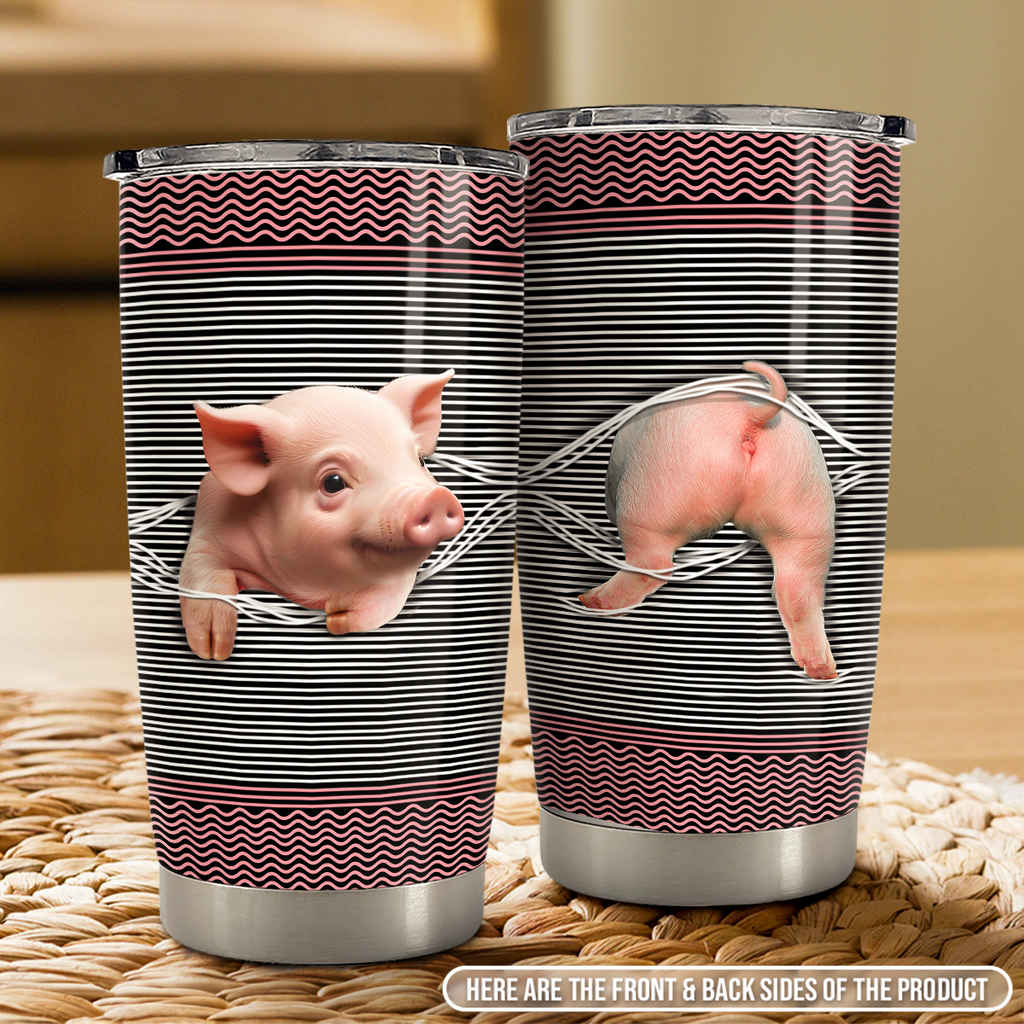 Pink Pig Stainless Steel Curved Tumbler 20oz