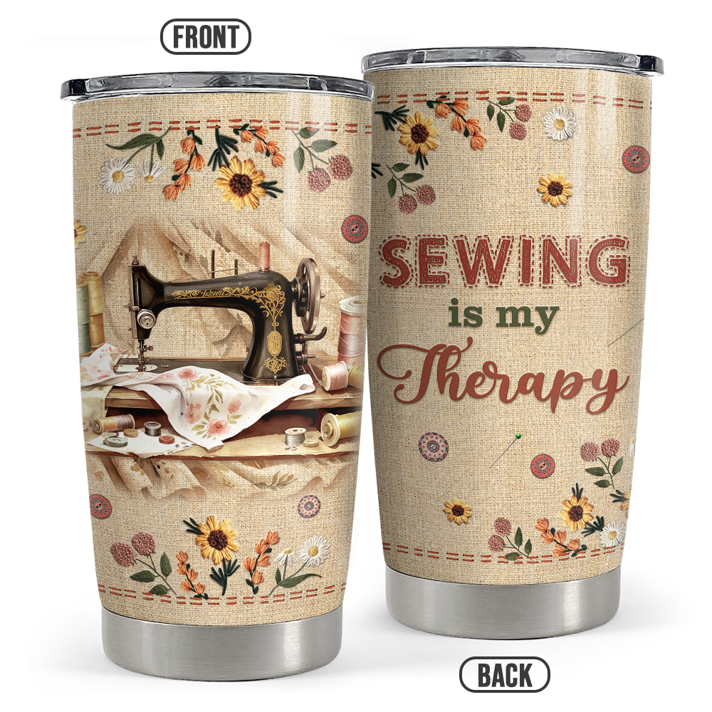 Brown Sewing Stainless Steel Curved Tumbler 20oz
