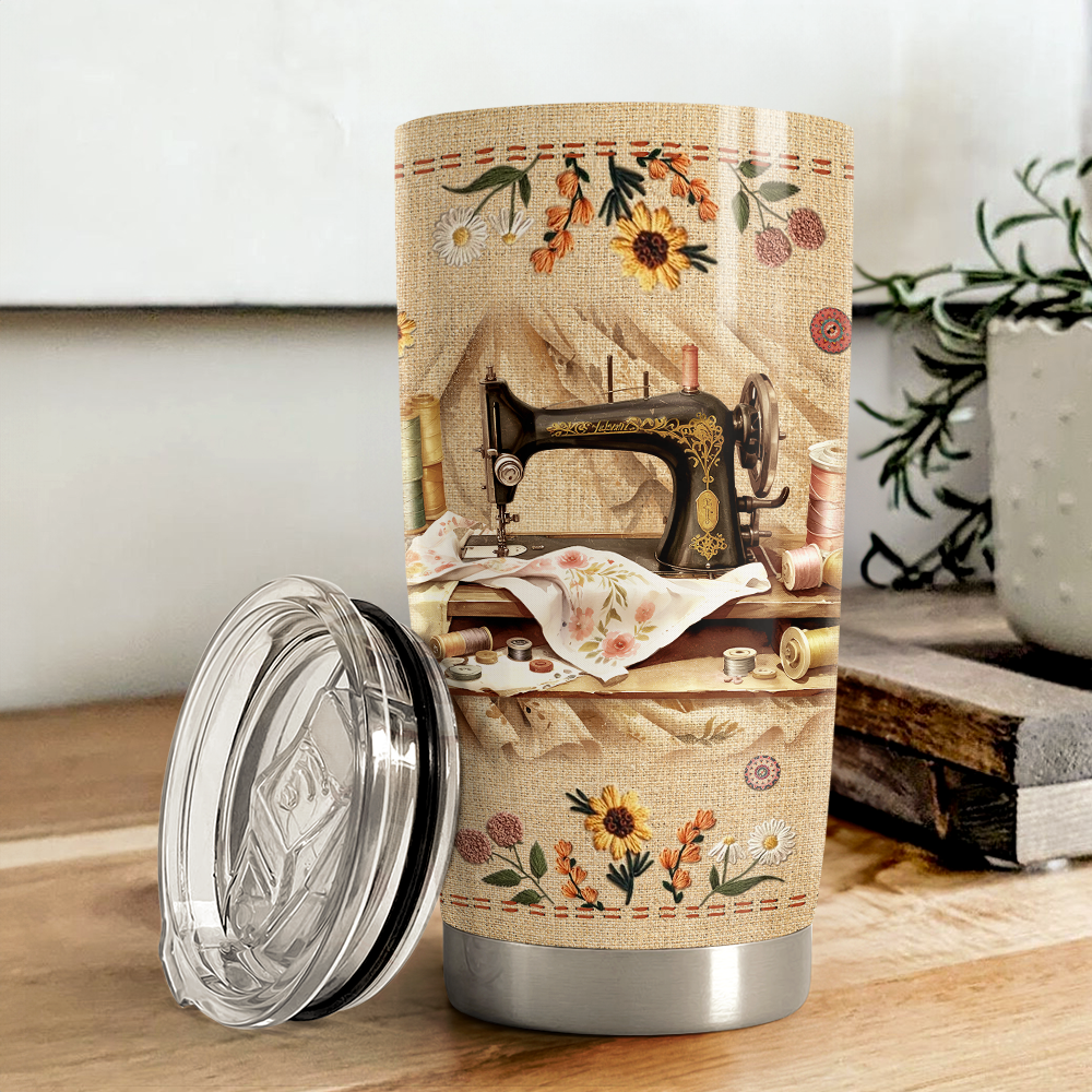 Brown Sewing Stainless Steel Curved Tumbler 20oz