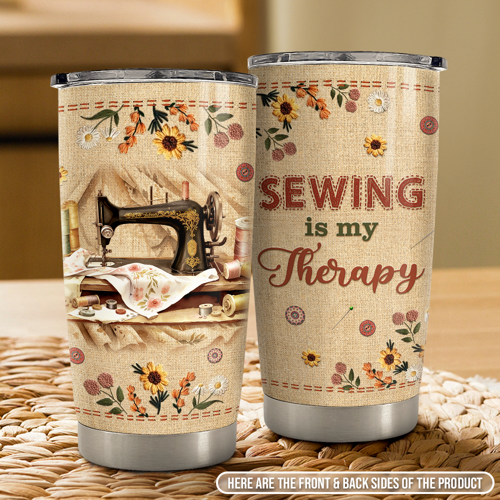 Brown Sewing Stainless Steel Curved Tumbler 20oz