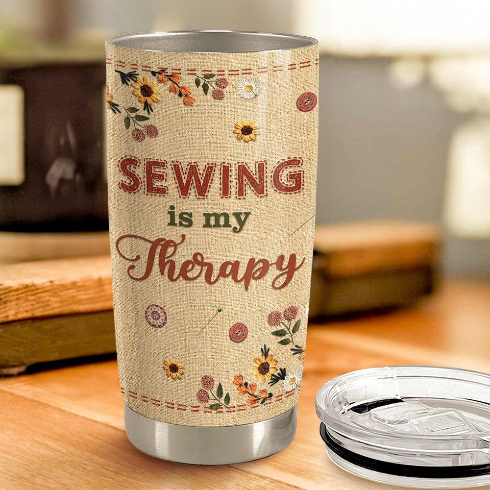 Brown Sewing Stainless Steel Curved Tumbler 20oz