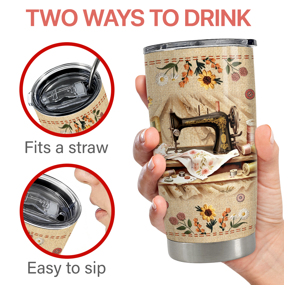 Brown Sewing Stainless Steel Curved Tumbler 20oz