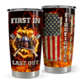 Brown Firefighter Stainless Steel Curved Tumbler 20oz