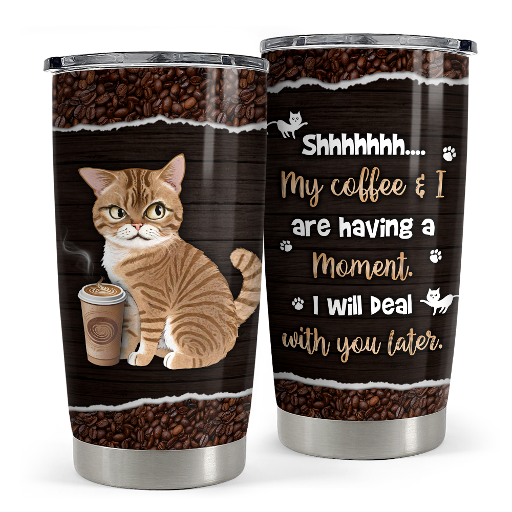 Brown Cat Stainless Steel Curved Tumbler 20oz