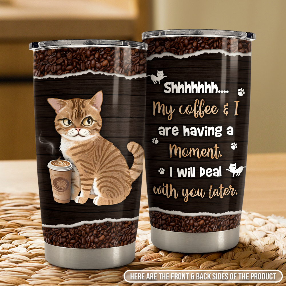 Brown Cat Stainless Steel Curved Tumbler 20oz