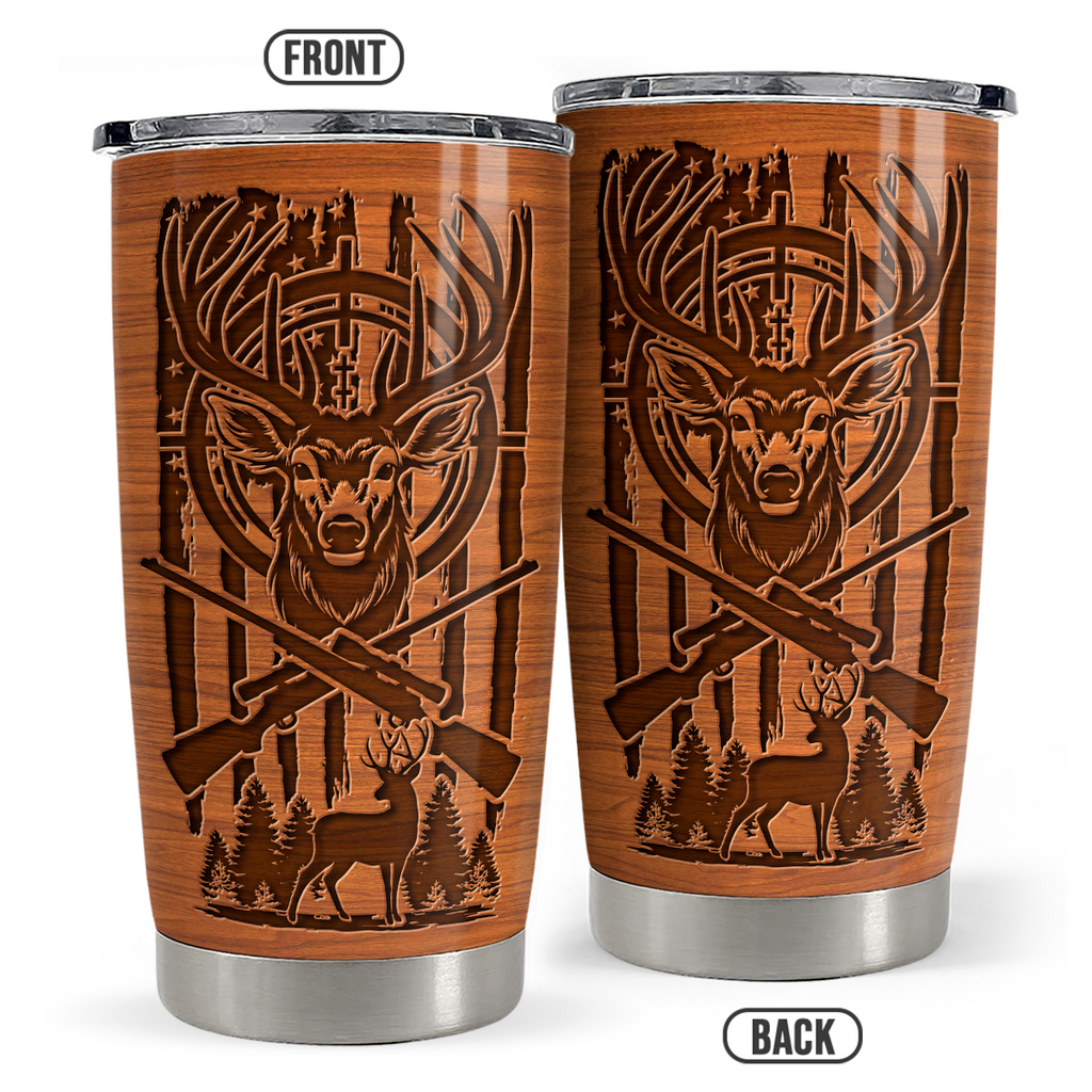 Brown Hunting Stainless Steel Curved Tumbler 20oz