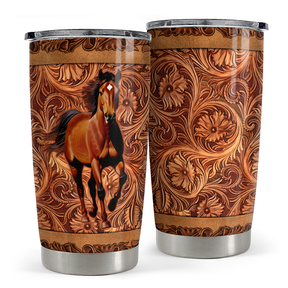 Brown Horse Stainless Steel Curved Tumbler 20oz