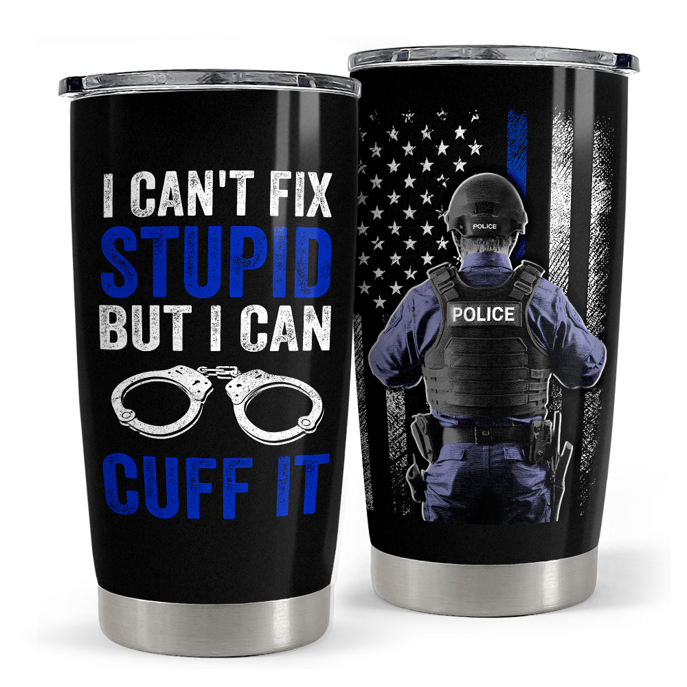 Black Police Stainless Steel Curved Tumbler 20oz