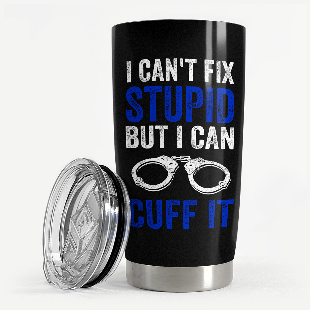 Black Police Stainless Steel Curved Tumbler 20oz