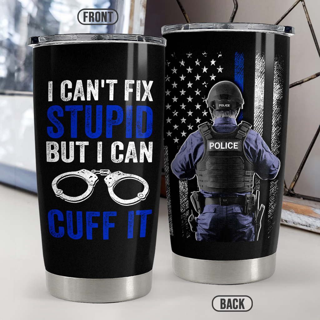 Black Police Stainless Steel Curved Tumbler 20oz