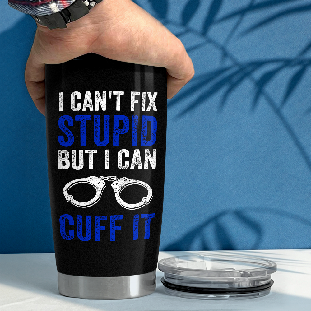 Black Police Stainless Steel Curved Tumbler 20oz