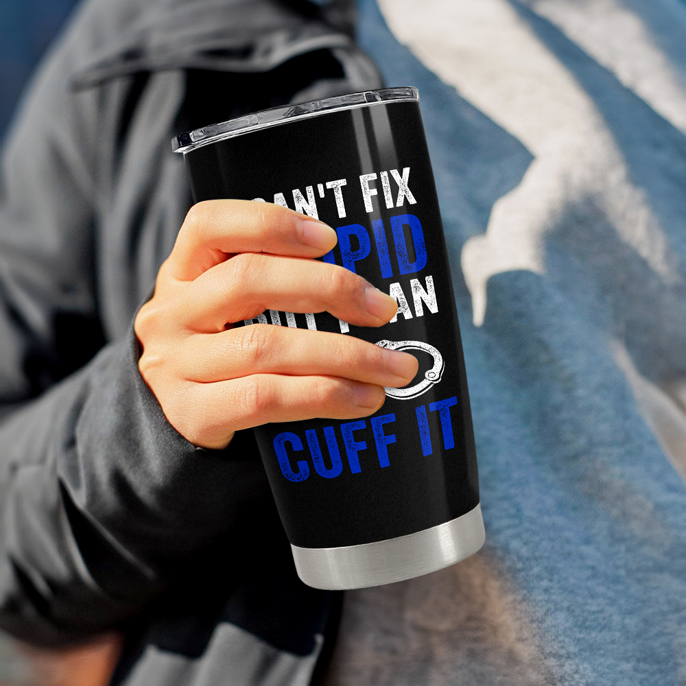 Black Police Stainless Steel Curved Tumbler 20oz