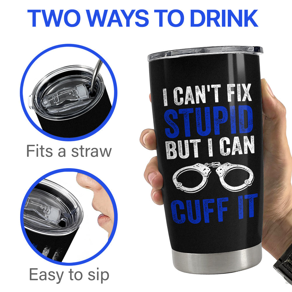 Black Police Stainless Steel Curved Tumbler 20oz