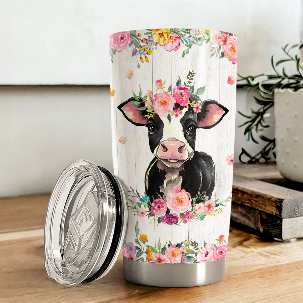 White Cow Stainless Steel Curved Tumbler 20oz