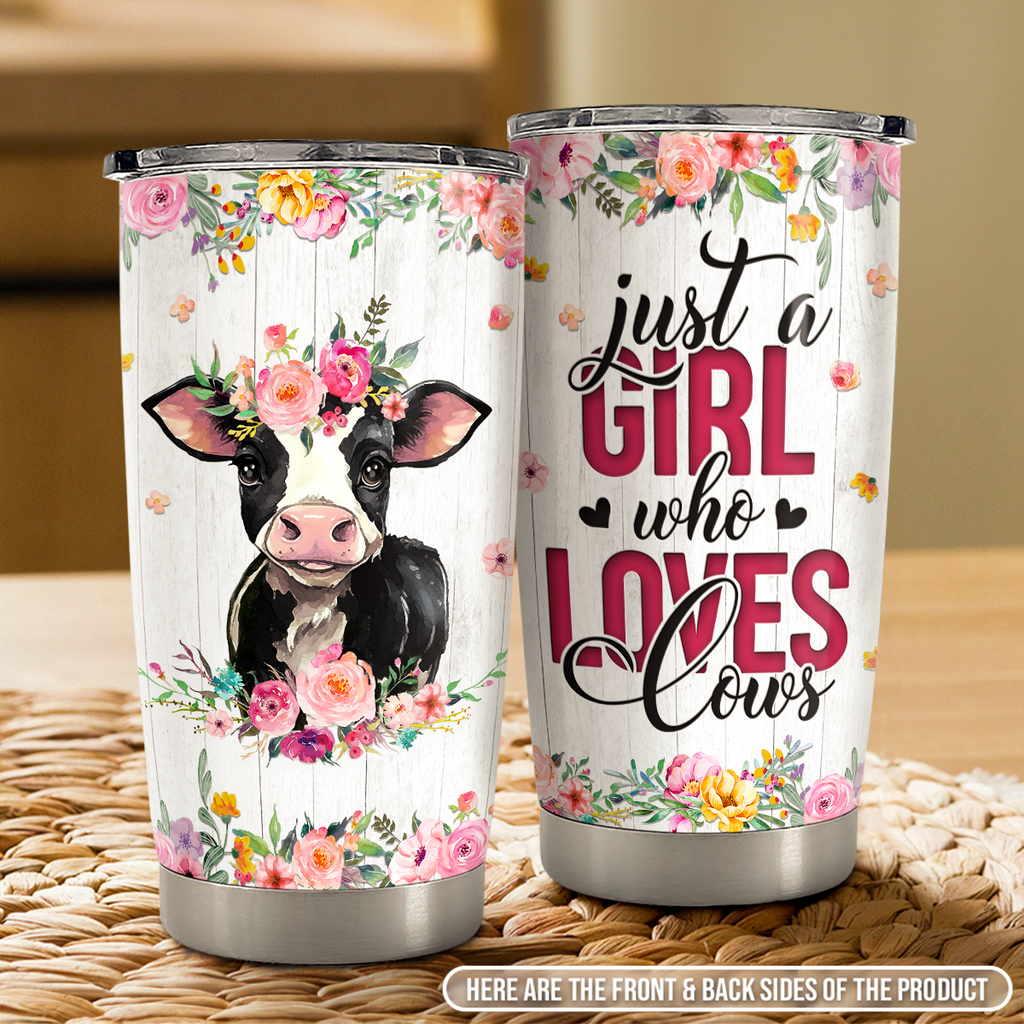 White Cow Stainless Steel Curved Tumbler 20oz