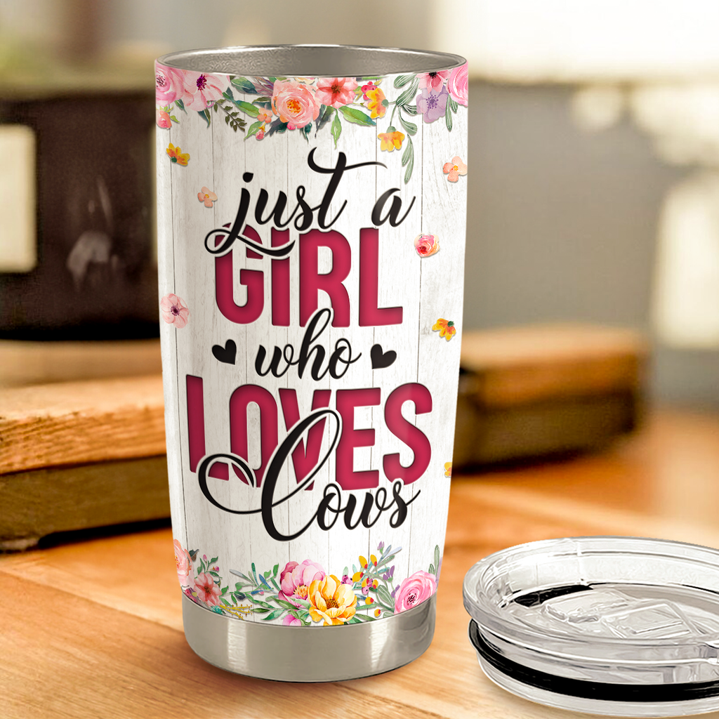 White Cow Stainless Steel Curved Tumbler 20oz