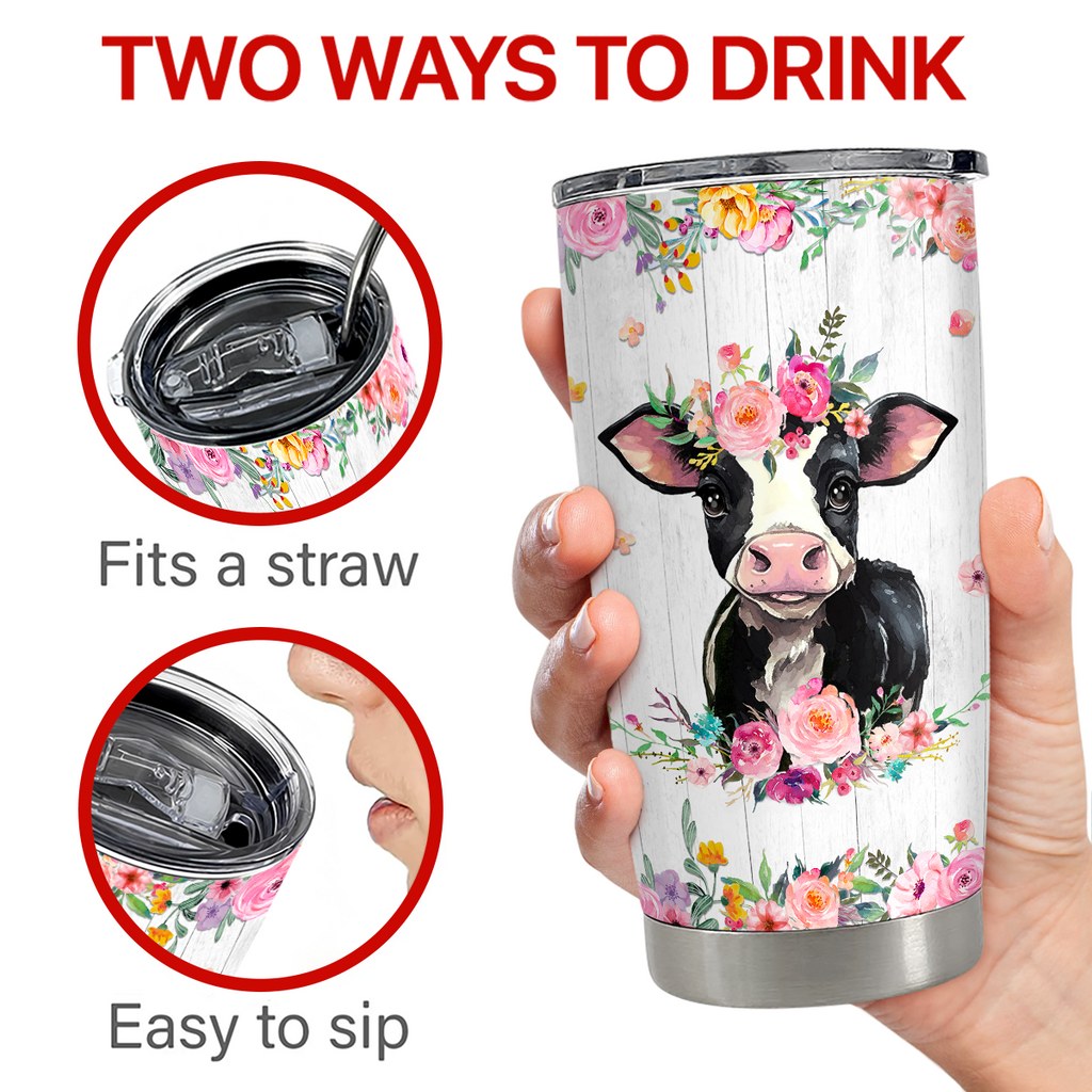 White Cow Stainless Steel Curved Tumbler 20oz