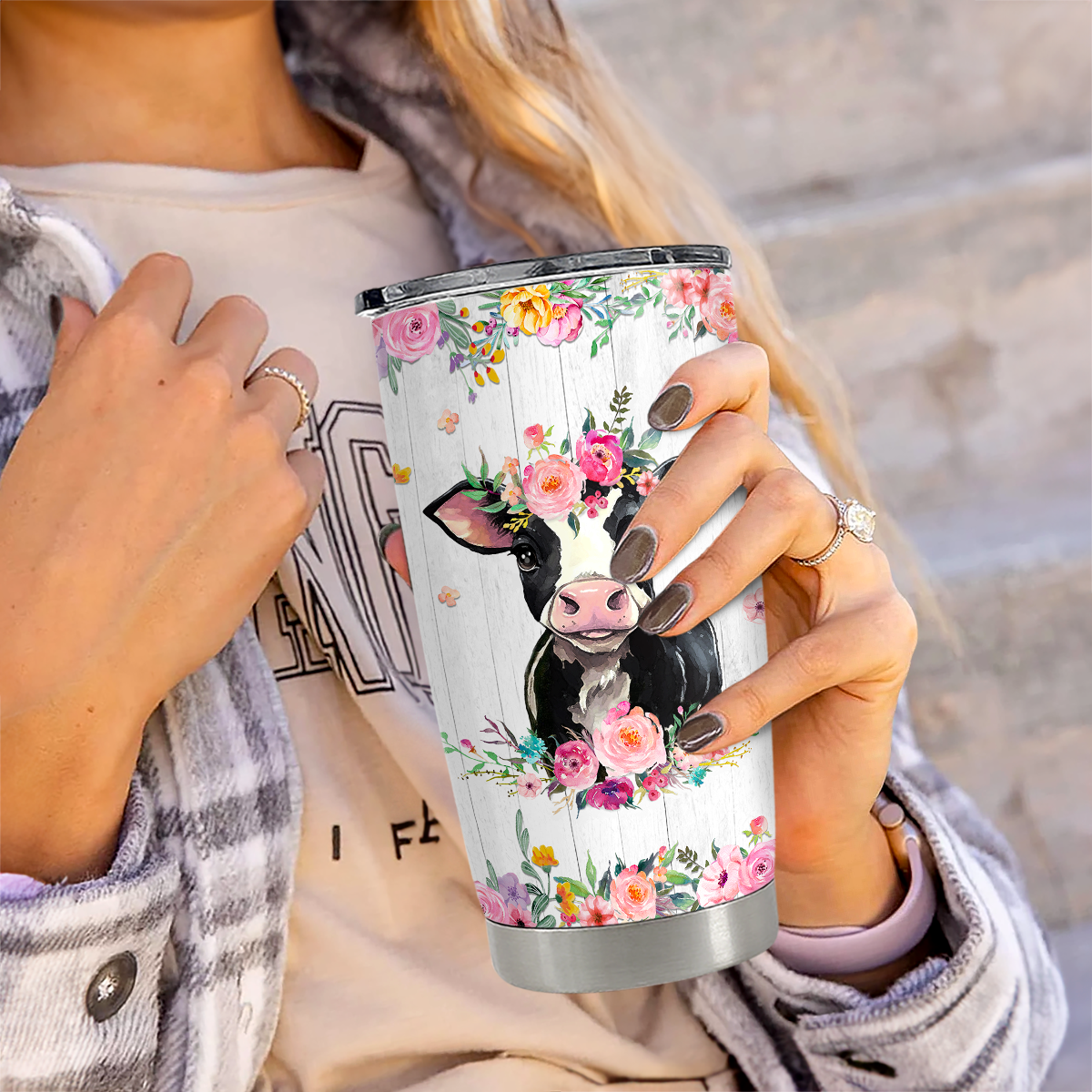 White Cow Stainless Steel Curved Tumbler 20oz