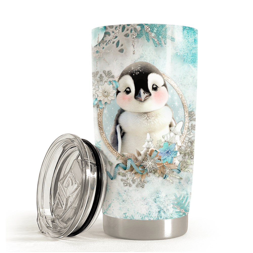 White Penguin Stainless Steel Curved Tumbler 20oz