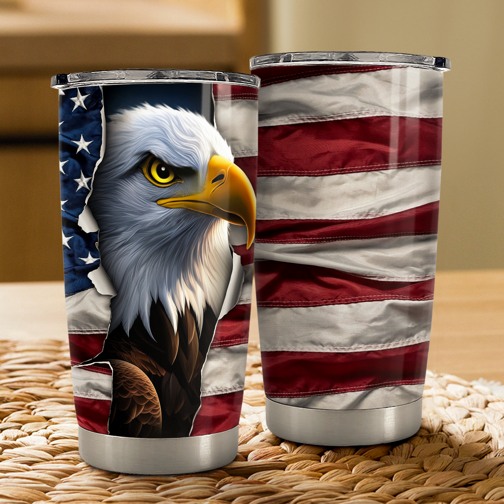Red Eagle Stainless Steel Curved Tumbler 20oz