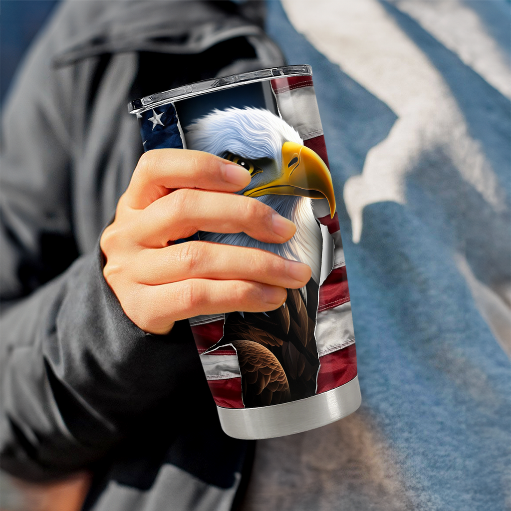 Red Eagle Stainless Steel Curved Tumbler 20oz