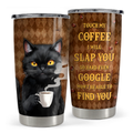Brown Black Cat Stainless Steel Curved Tumbler 20oz