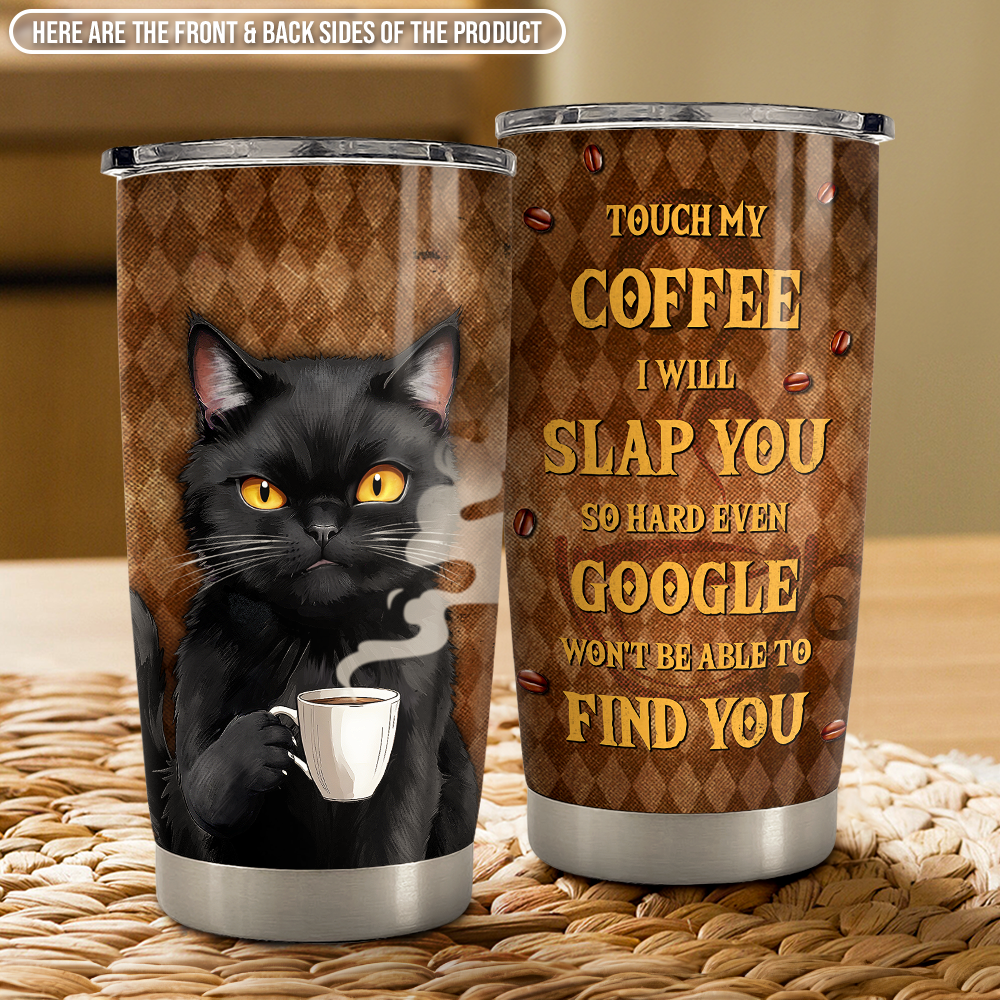Brown Black Cat Stainless Steel Curved Tumbler 20oz