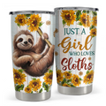 White Sloth Stainless Steel Curved Tumbler 20oz