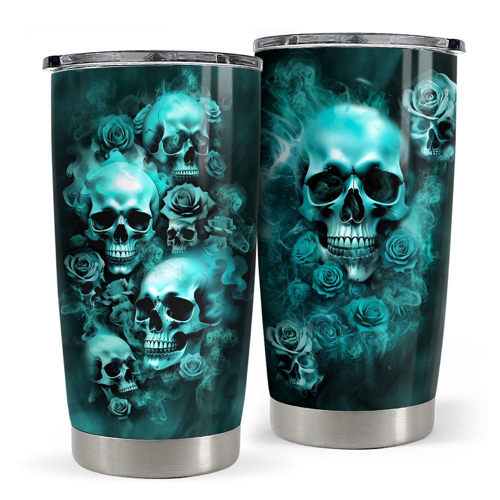 Black Skull Stainless Steel Curved Tumbler 20oz