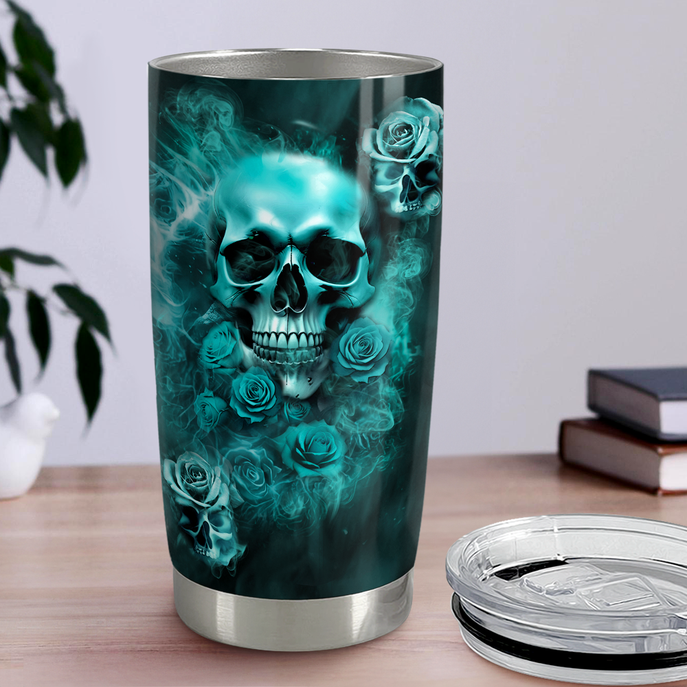 Black Skull Stainless Steel Curved Tumbler 20oz