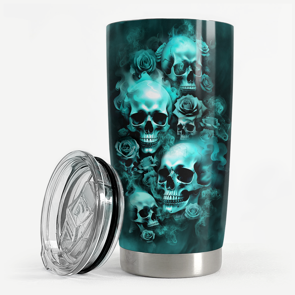 Black Skull Stainless Steel Curved Tumbler 20oz