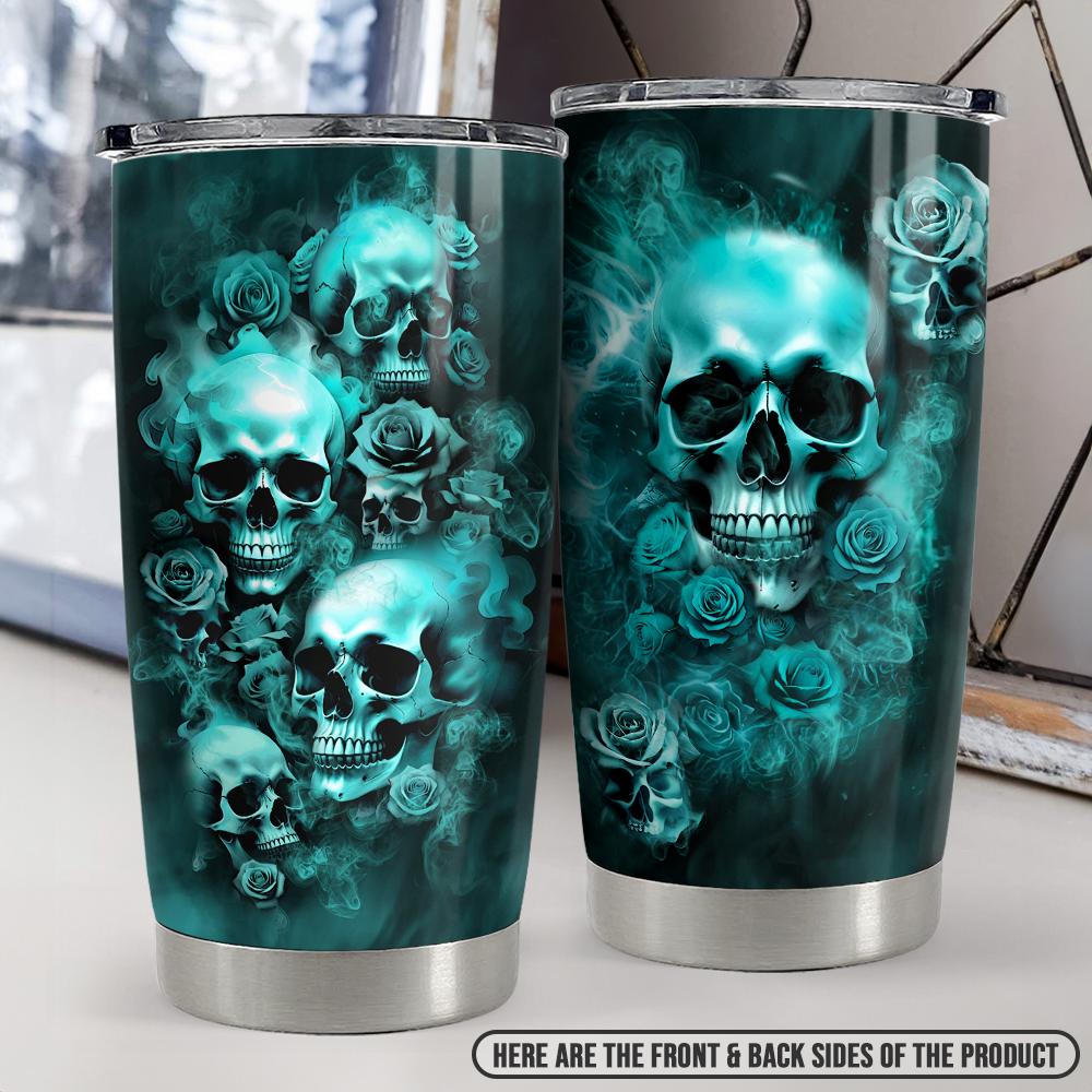 Black Skull Stainless Steel Curved Tumbler 20oz