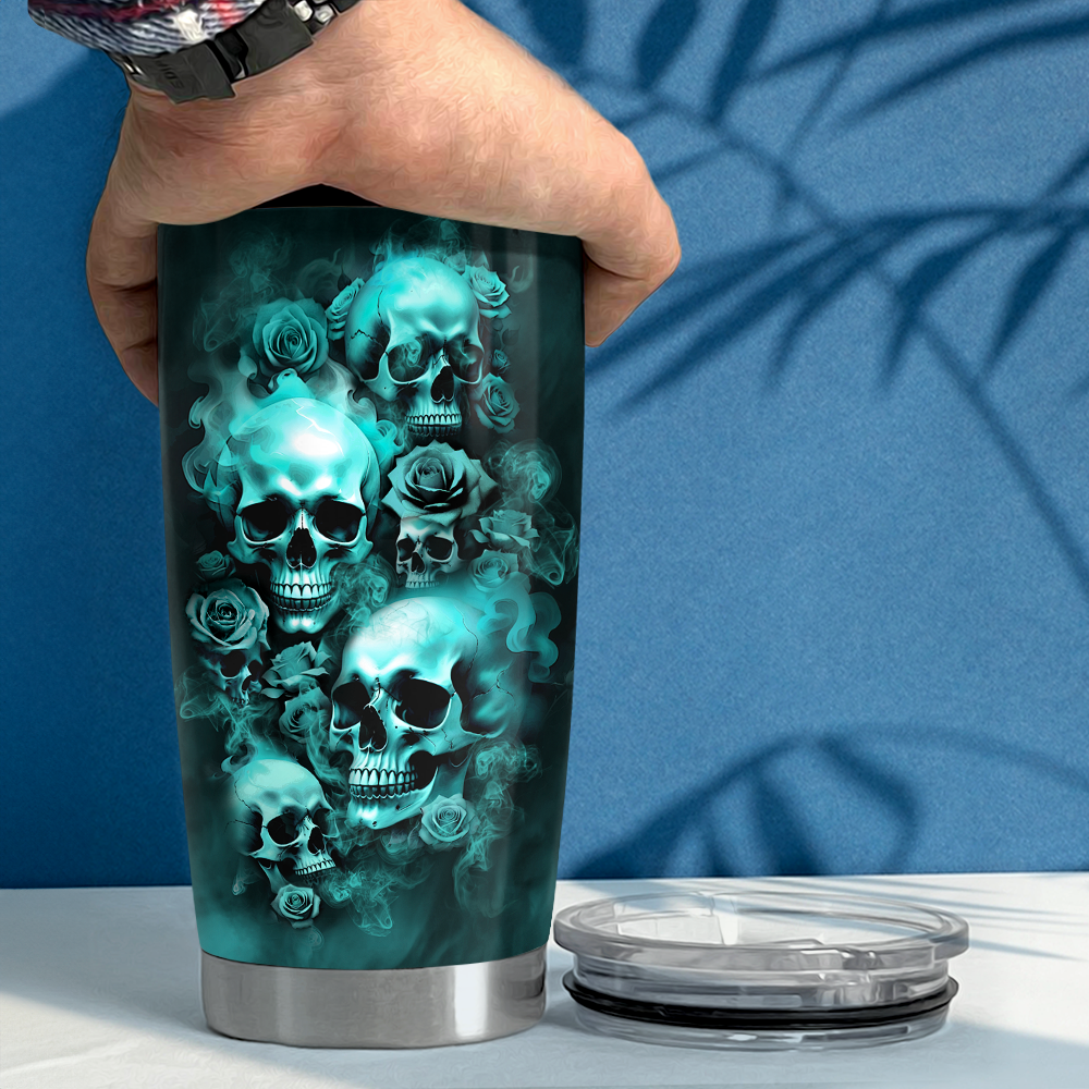 Black Skull Stainless Steel Curved Tumbler 20oz