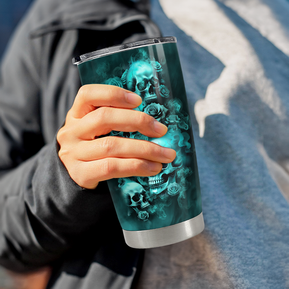 Black Skull Stainless Steel Curved Tumbler 20oz