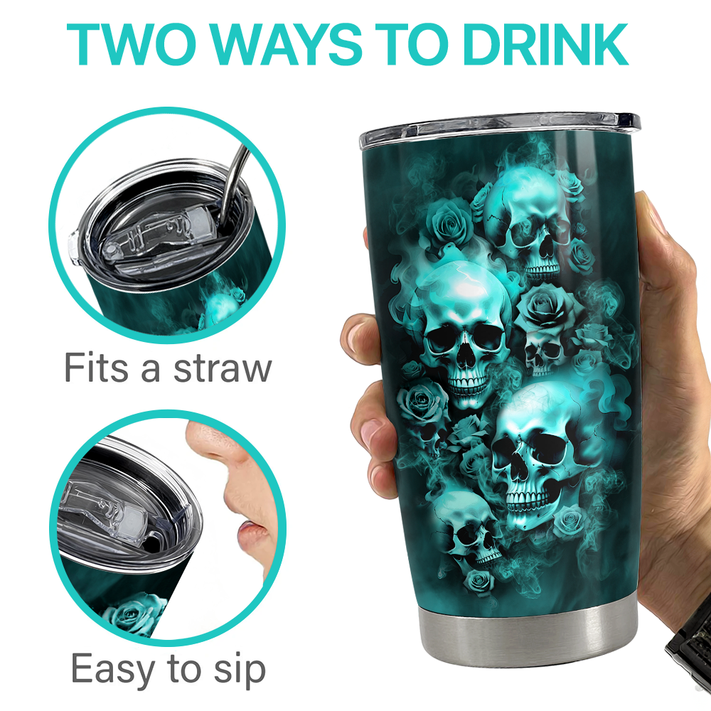Black Skull Stainless Steel Curved Tumbler 20oz