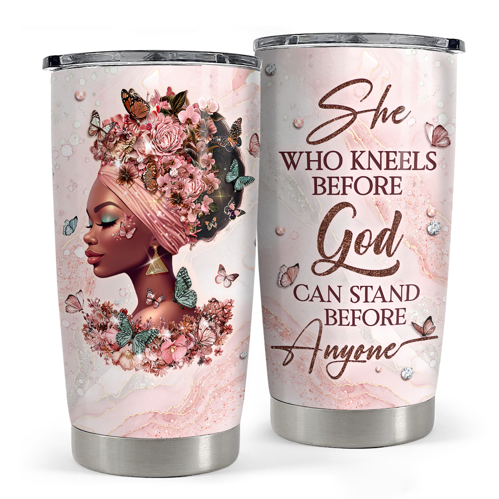 Pink Black Woman Stainless Steel Curved Tumbler 20oz
