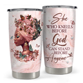 Pink Black Woman Stainless Steel Curved Tumbler 20oz