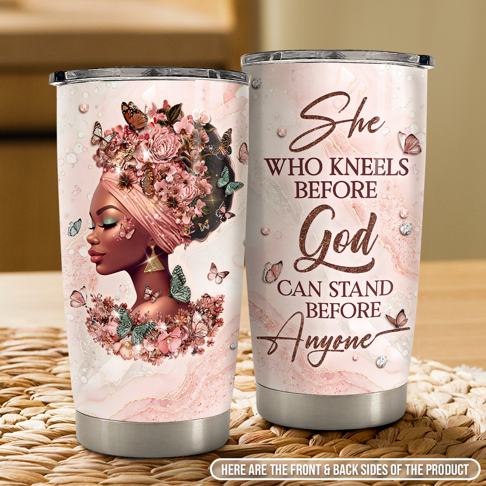 Pink Black Woman Stainless Steel Curved Tumbler 20oz