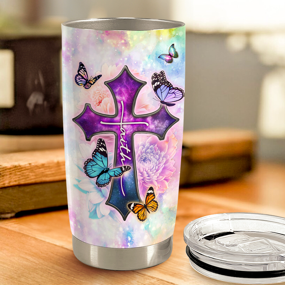 Purple Christian Stainless Steel Curved Tumbler 20oz