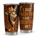 Brown Giraffe Stainless Steel Curved Tumbler 20oz