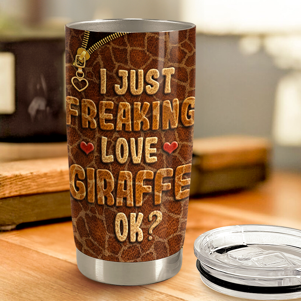 Brown Giraffe Stainless Steel Curved Tumbler 20oz