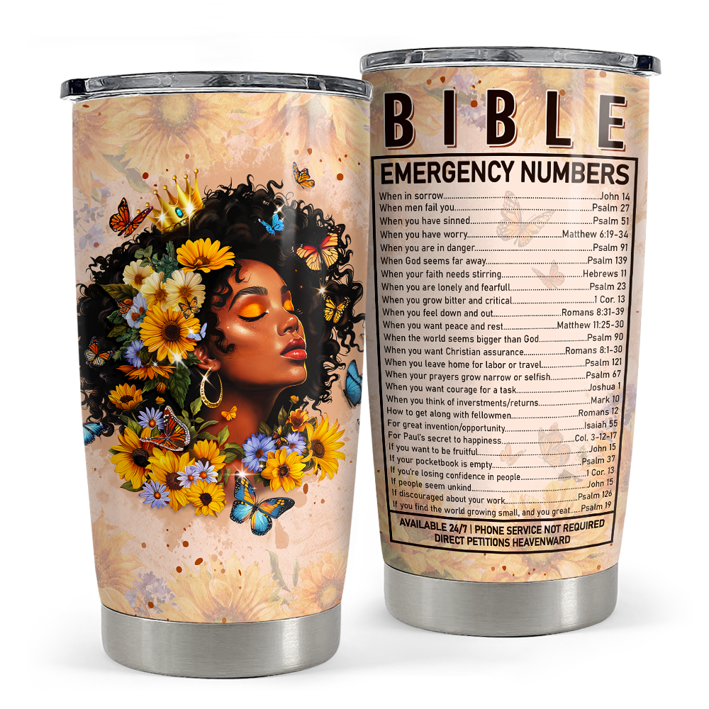 Brown Black Woman Stainless Steel Curved Tumbler 20oz