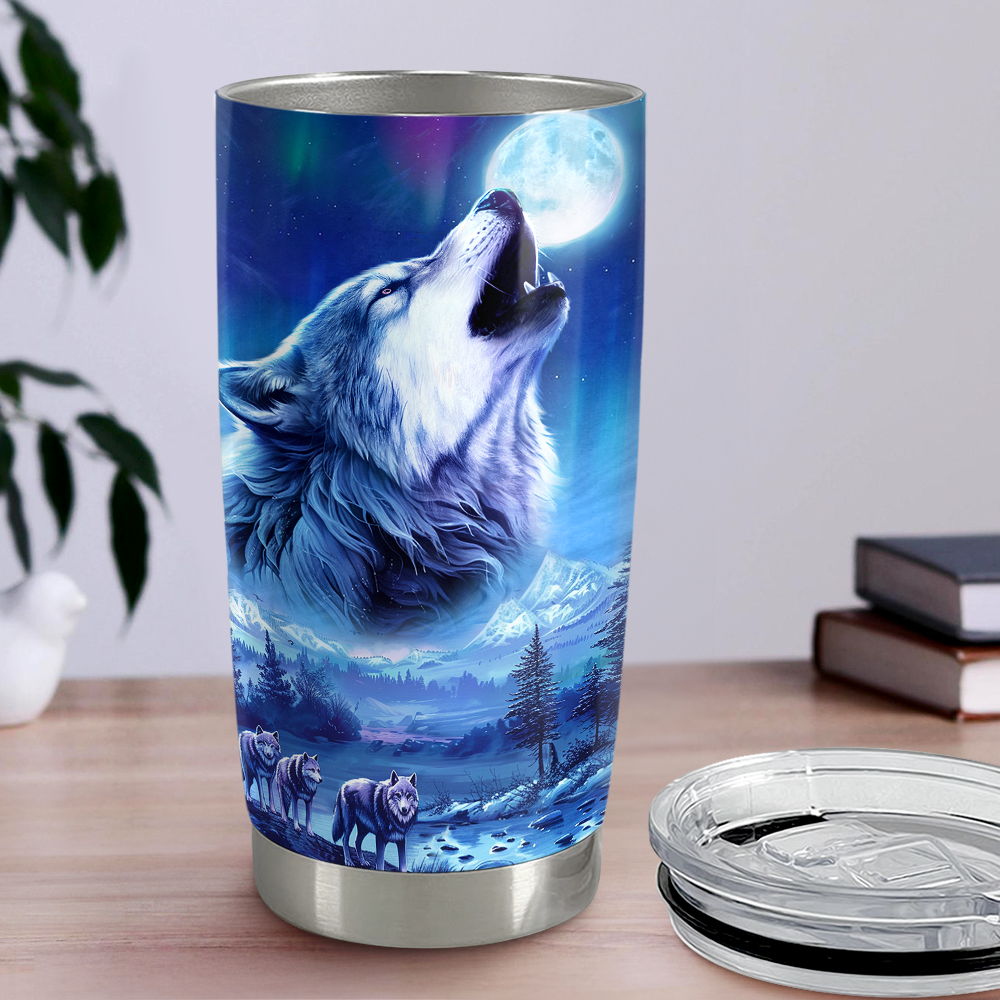 Blue Wolf Stainless Steel Curved Tumbler 20oz